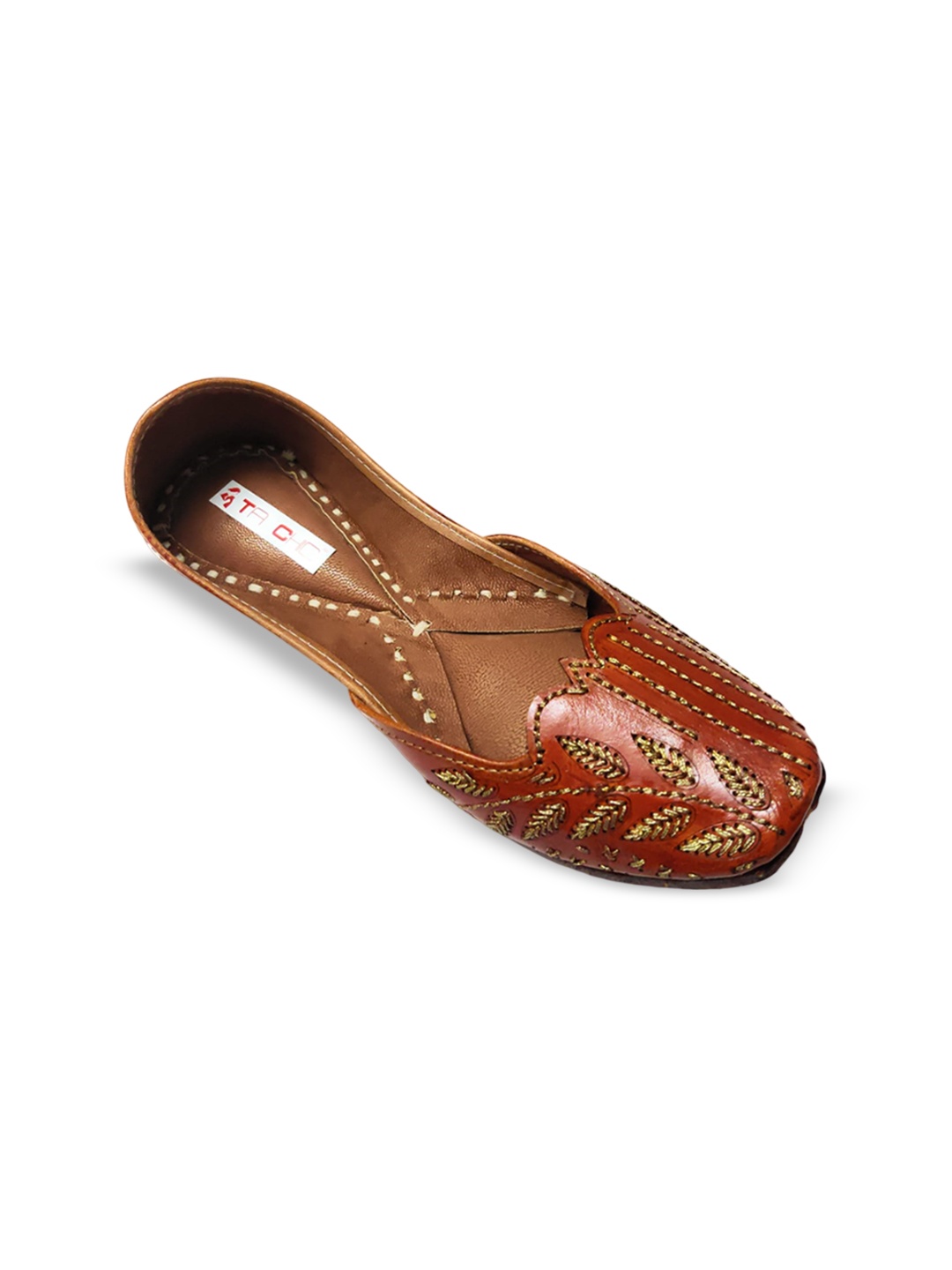 

Ta Chic Women Embellished Ethnic Mojaris with Embroidered Flats, Brown