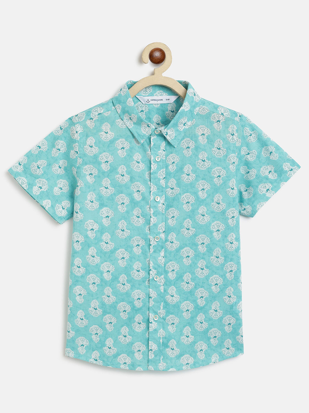 

Campana Boys Floral Opaque Printed Casual Shirt, Blue