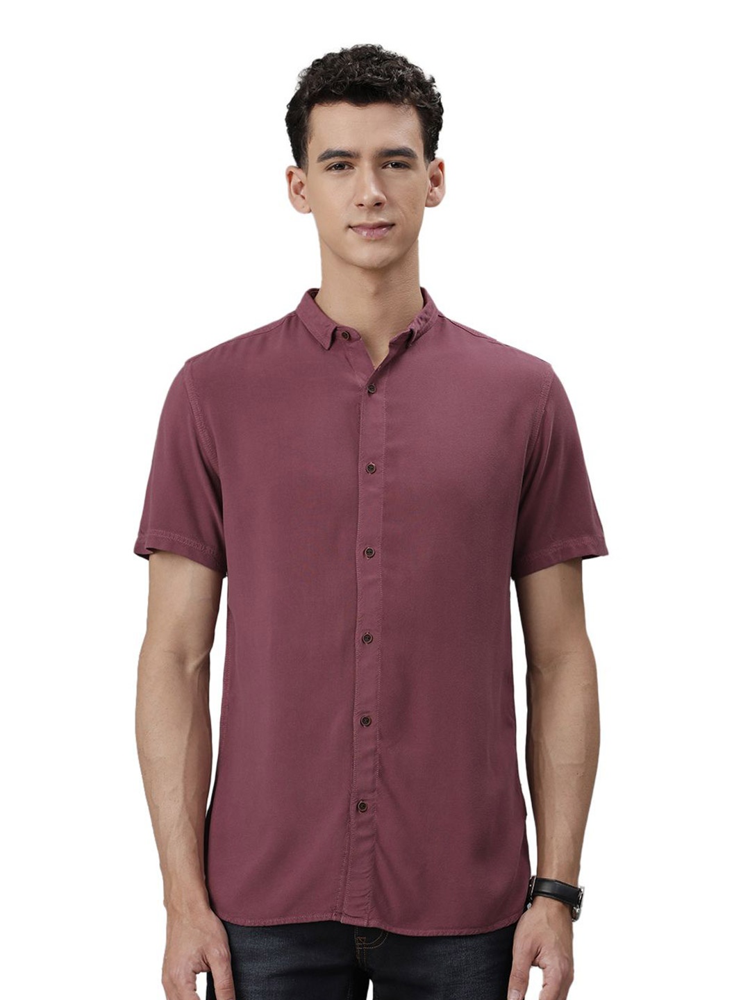 

IDENTITI Men Slim Fit Opaque Casual Shirt, Red