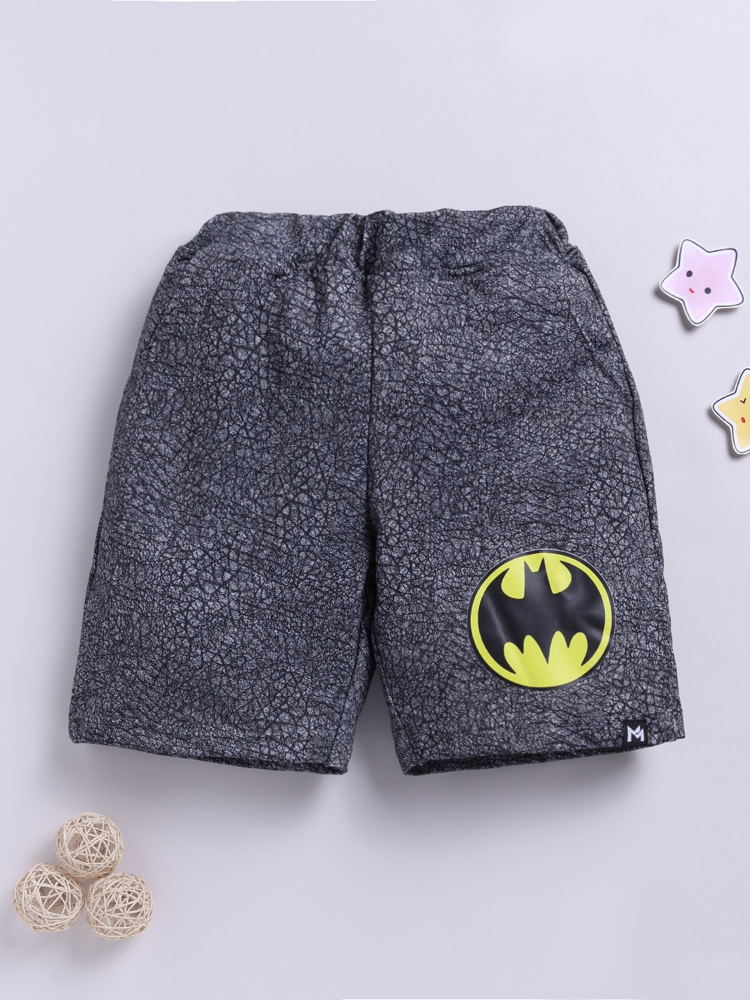 

YK X Minute Mirth Boys Batman Printed Shorts, Black