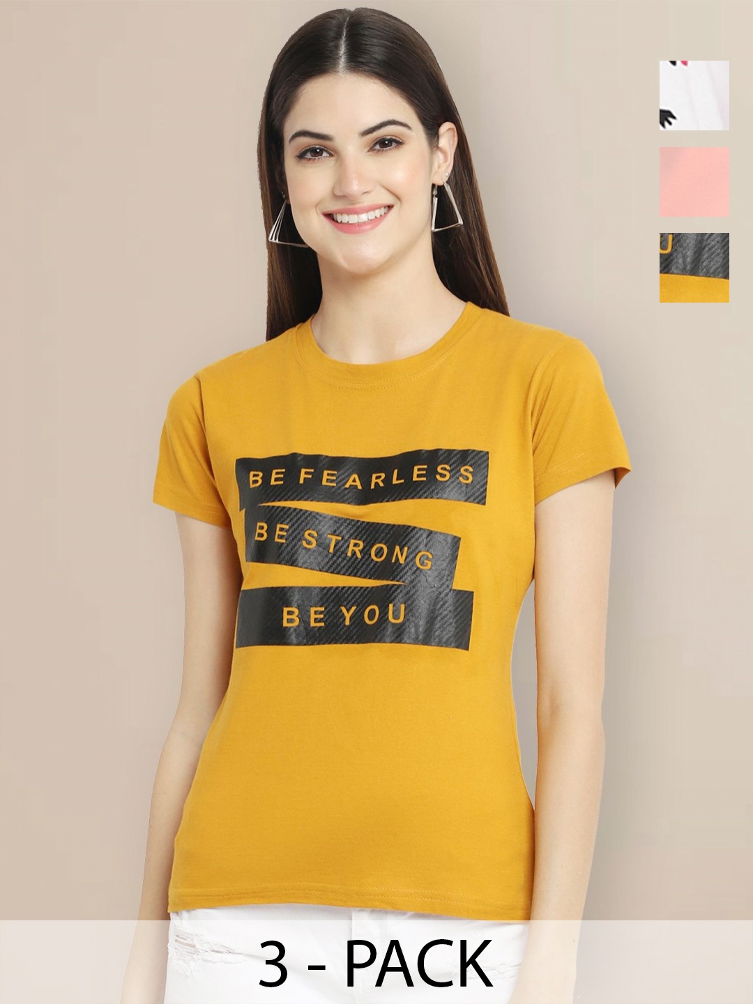 

Metronaut Women Typography 3 Printed Applique T-shirt, Multi
