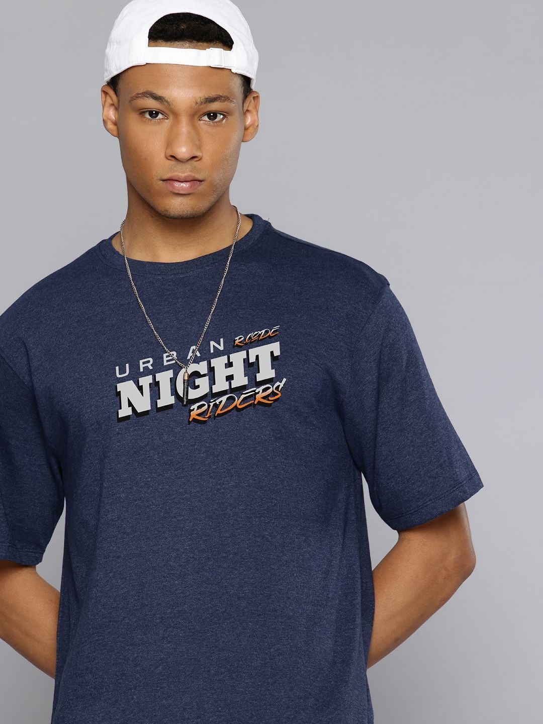 

R.Code by The Roadster Life Co. Men Printed Applique T-shirt, Navy blue