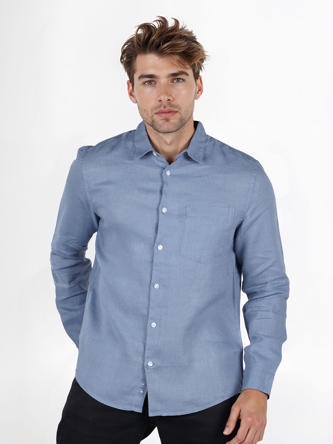 

Celio Men Classic Opaque Casual Shirt, Blue