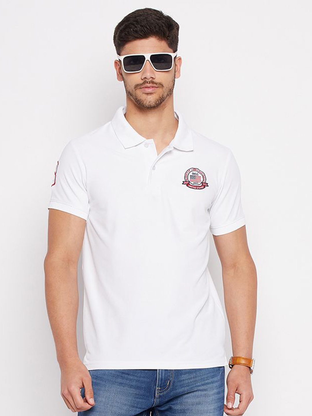 

XYRIS Men Polo Collar T-shirt, White