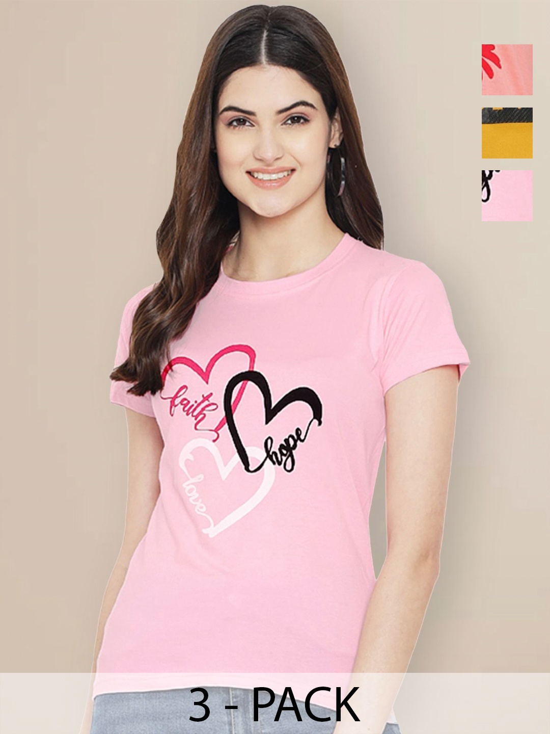 

Metronaut Women Typography 3 Printed Applique T-shirt, Multi
