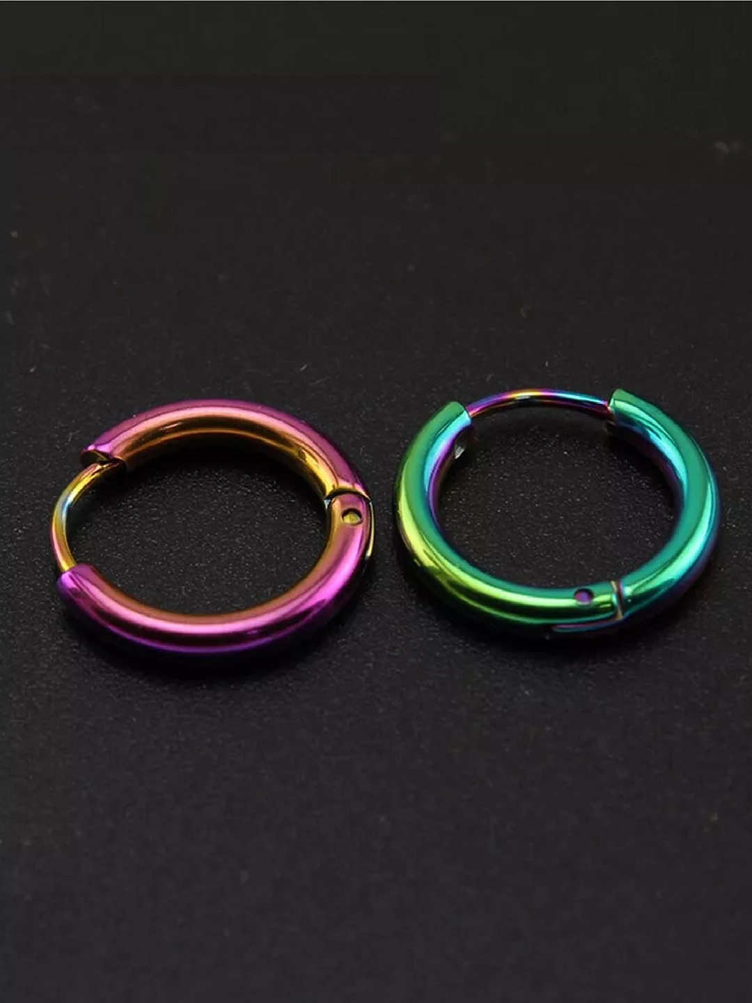 

Crazy Fashion Stainless Steel Circular Hoop Earrings, Pink