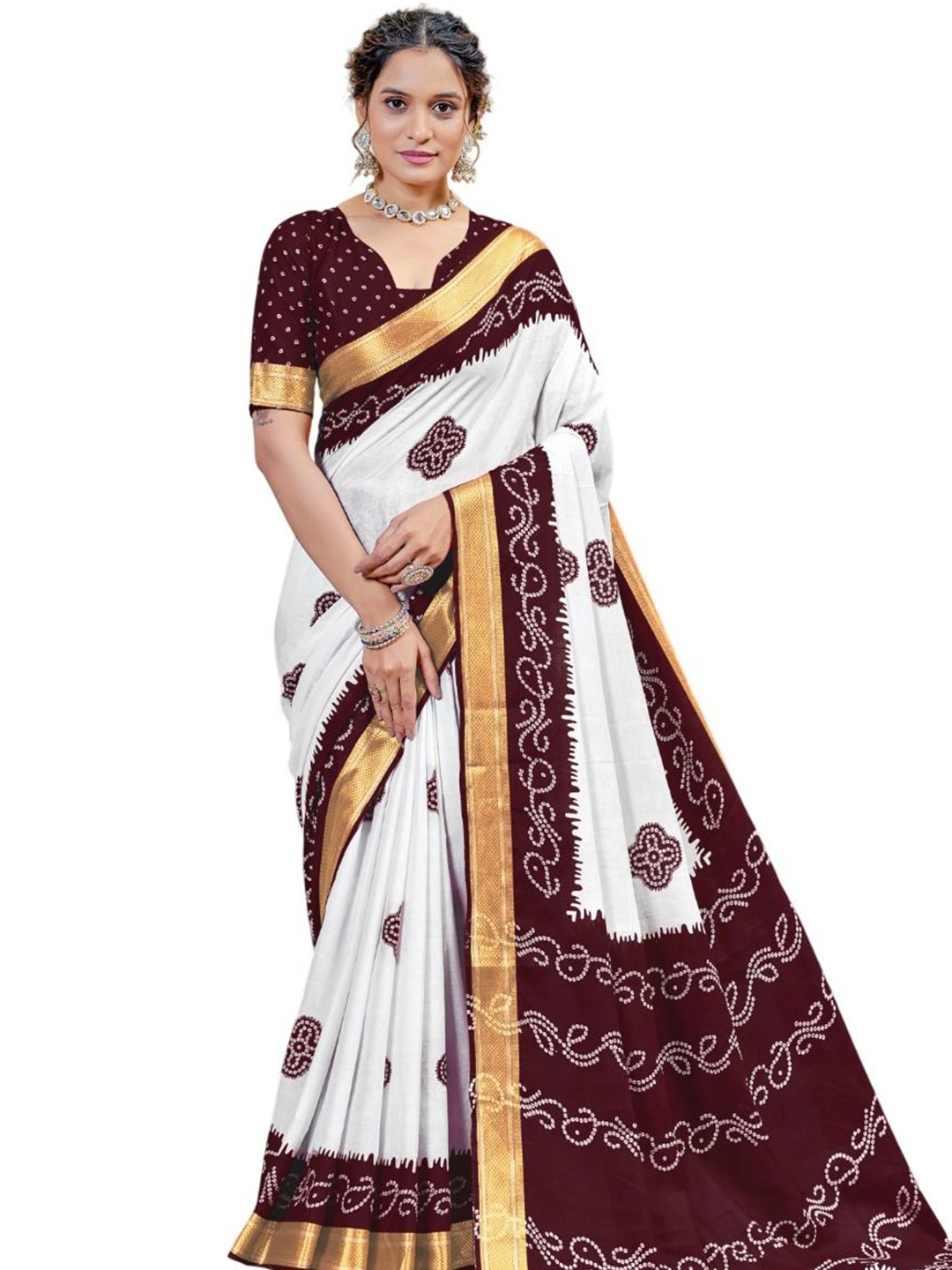 

HMP Fashion Bandhani Bandhani Saree, Maroon