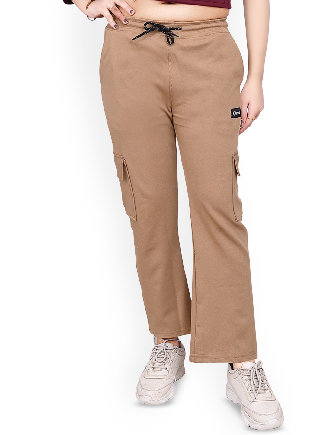

ANTRUE Women Mid Rise Cargo Track Pant, Beige