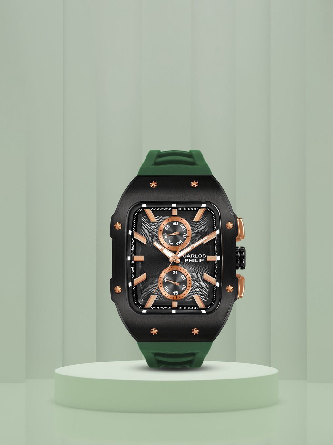 

CARLOS PHILIP Men Brass Dial & Straps Analogue Watch S03950-3, Green
