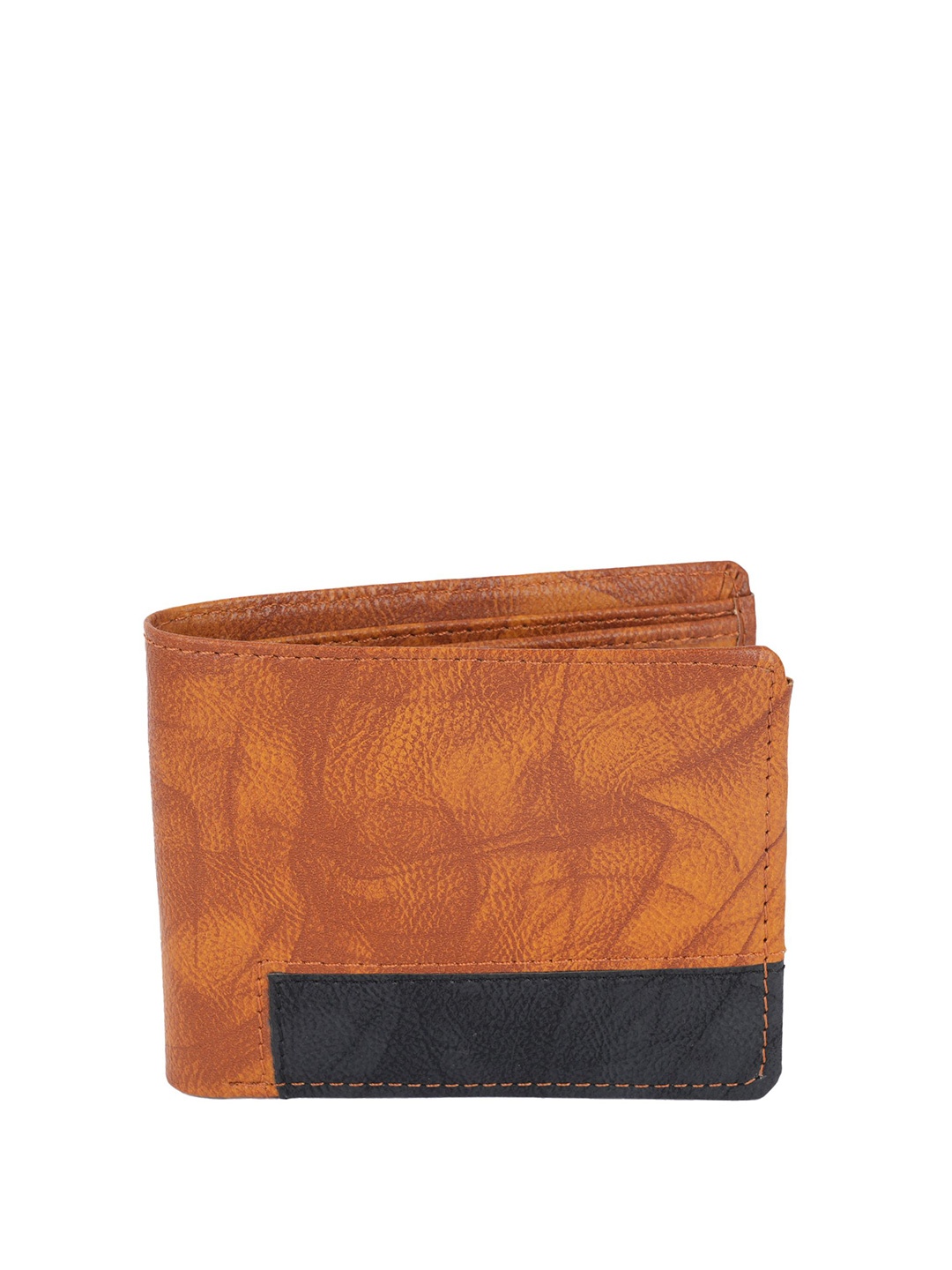 

CLARABAE Men PU Two Fold Wallet, Tan