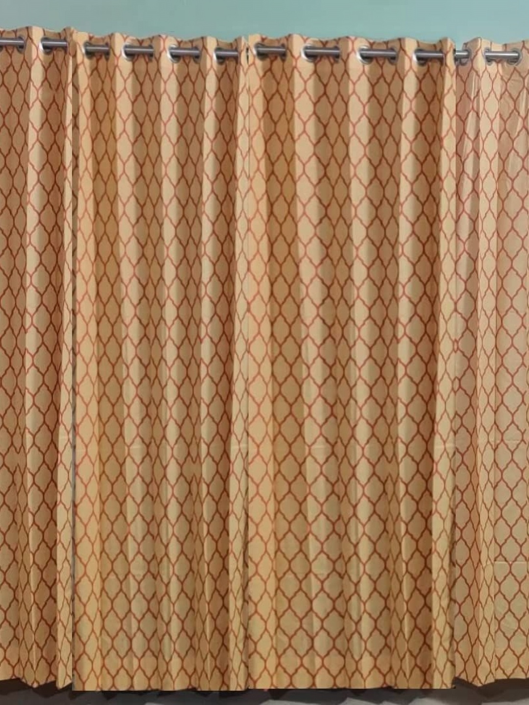 

Trance Home Linen Red & Beige 4 Pieces Geometric Printed Cotton Long Door Curtains