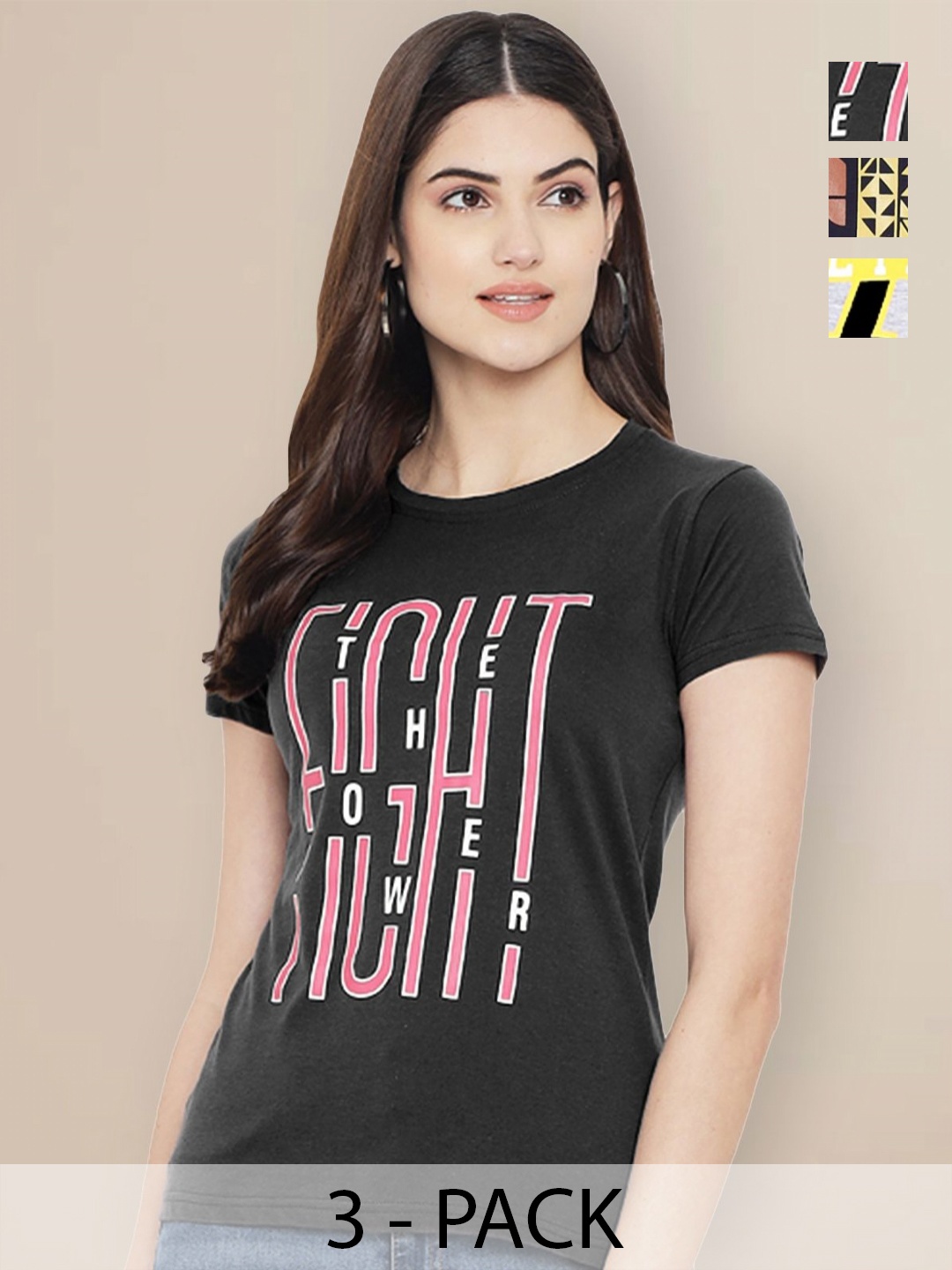 

Metronaut Women Typography 3 Printed Applique T-shirt, Multi