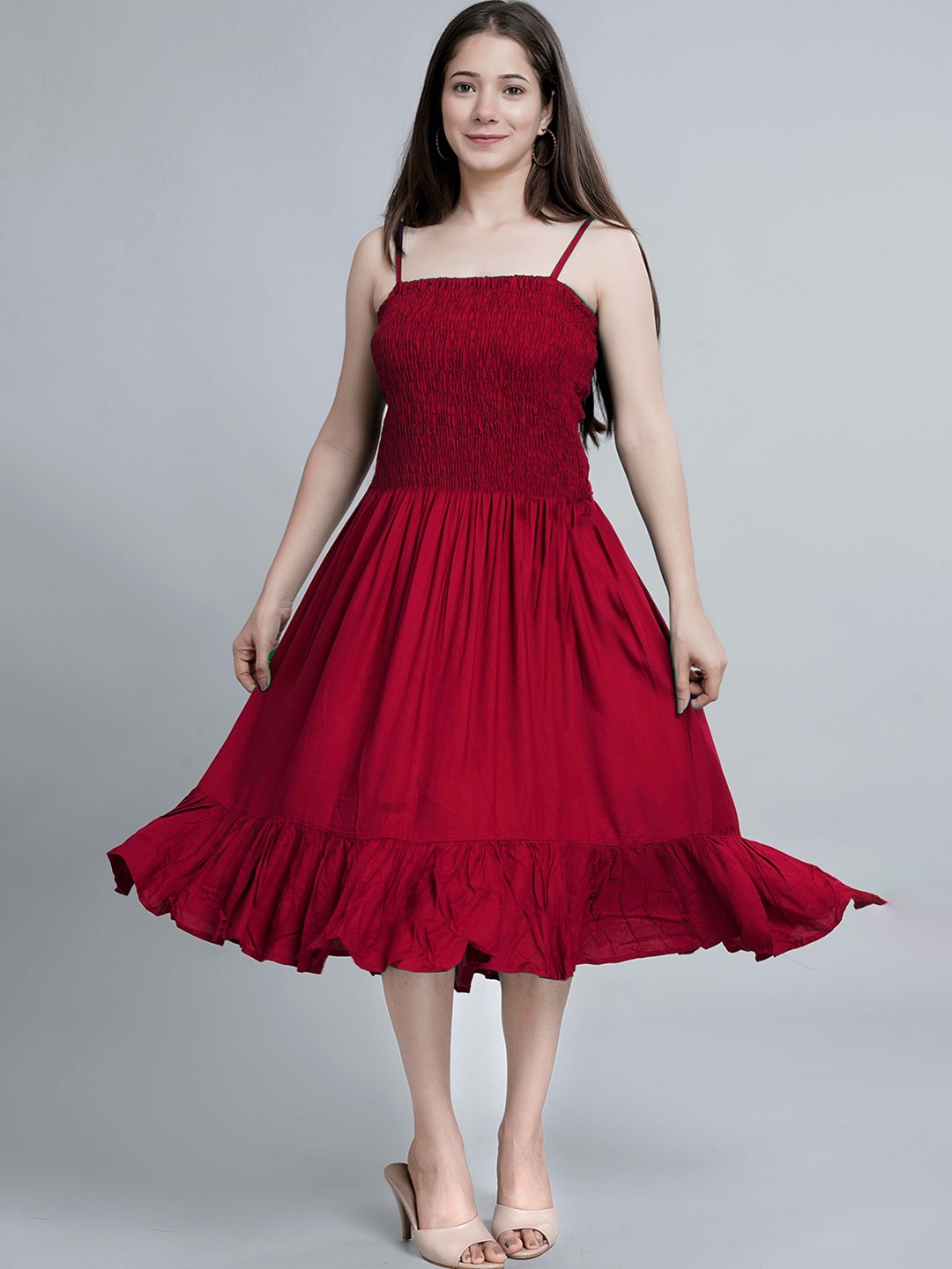 

Shedika Crepe Fit & Flare Dress, Maroon