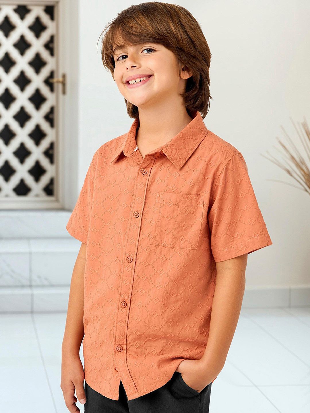 

Juniors by Babyshop Boys Opaque Casual Shirt, Orange