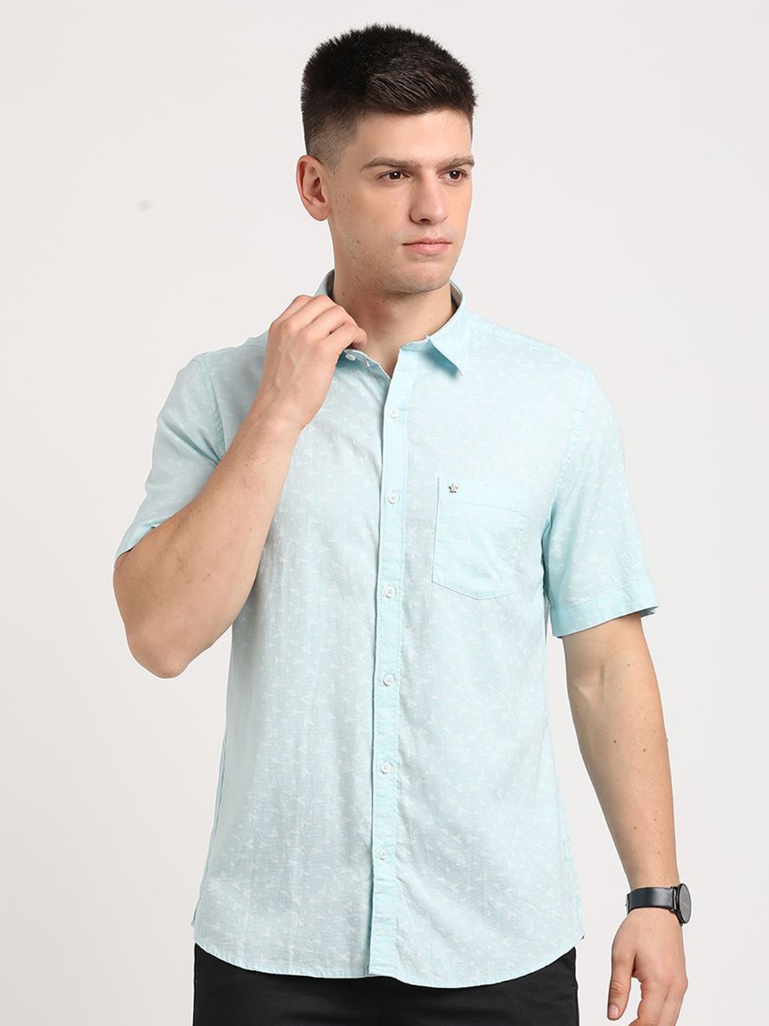 

Turtle Men Relaxed Slim Fit Opaque Casual Shirt, Blue