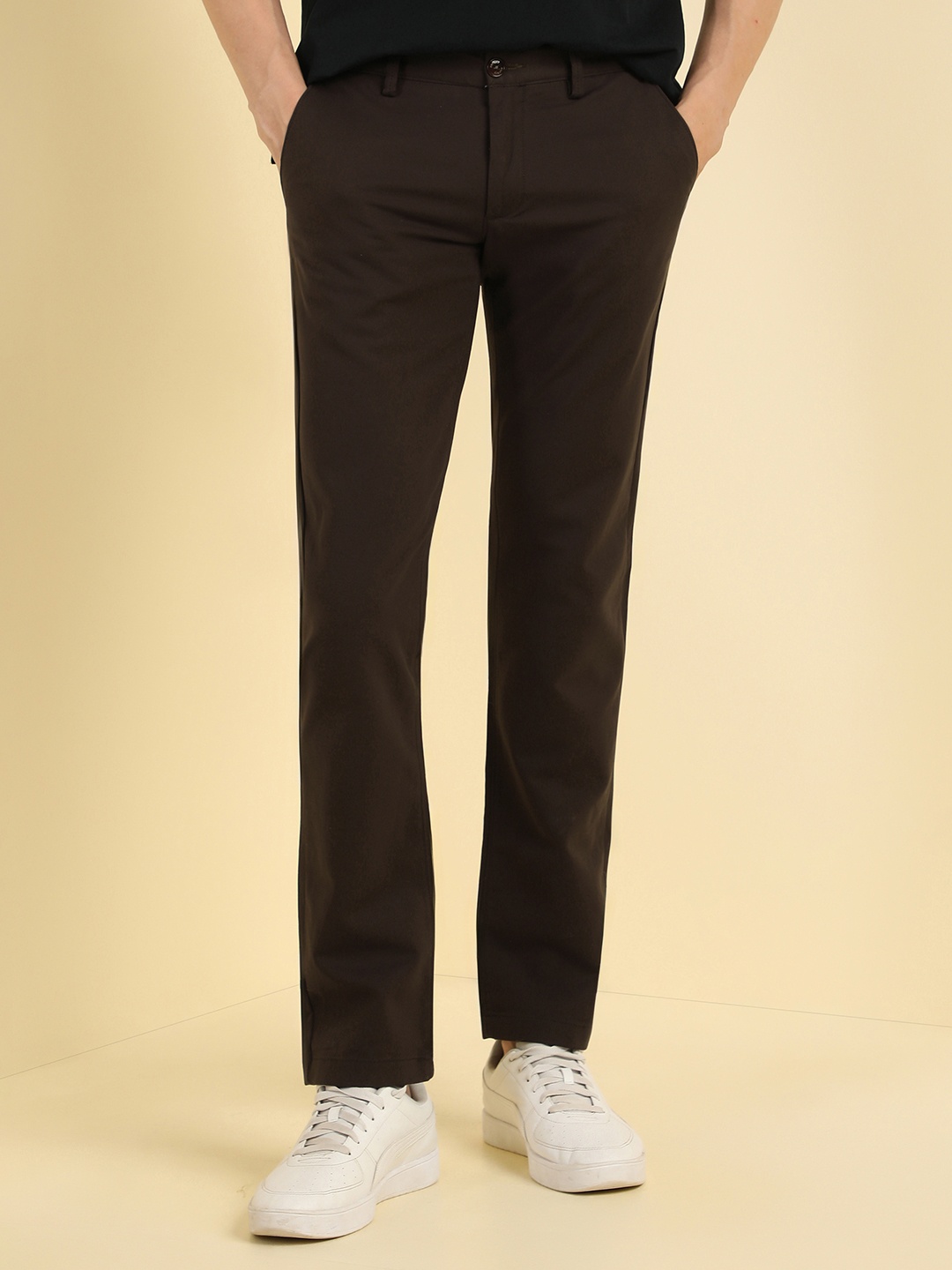 

Allen Solly Men Slim Fit Trousers, Brown