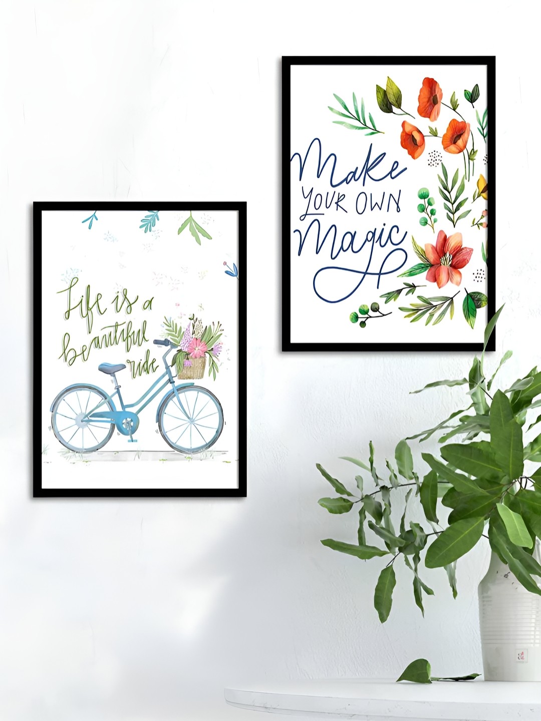 

Myntra Elegant Homes Black & White 2 Pieces Floral Printed Wall Paintings