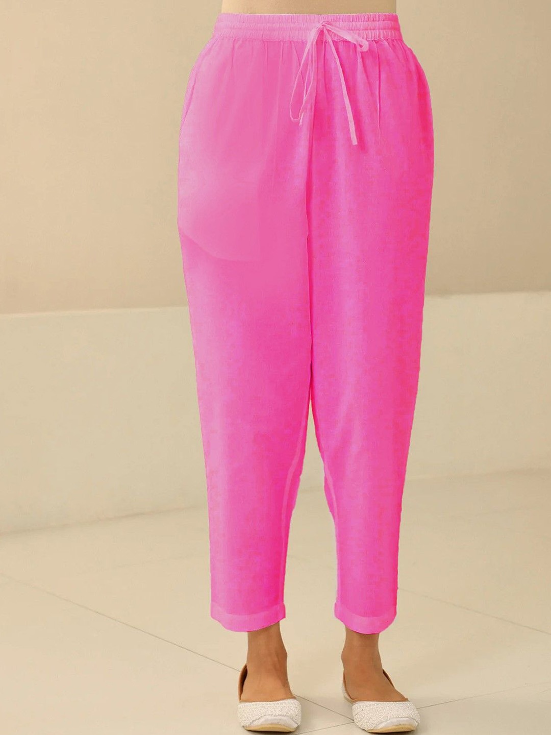 

House of Chikankari Cotton Solid Women's Pants - Pink