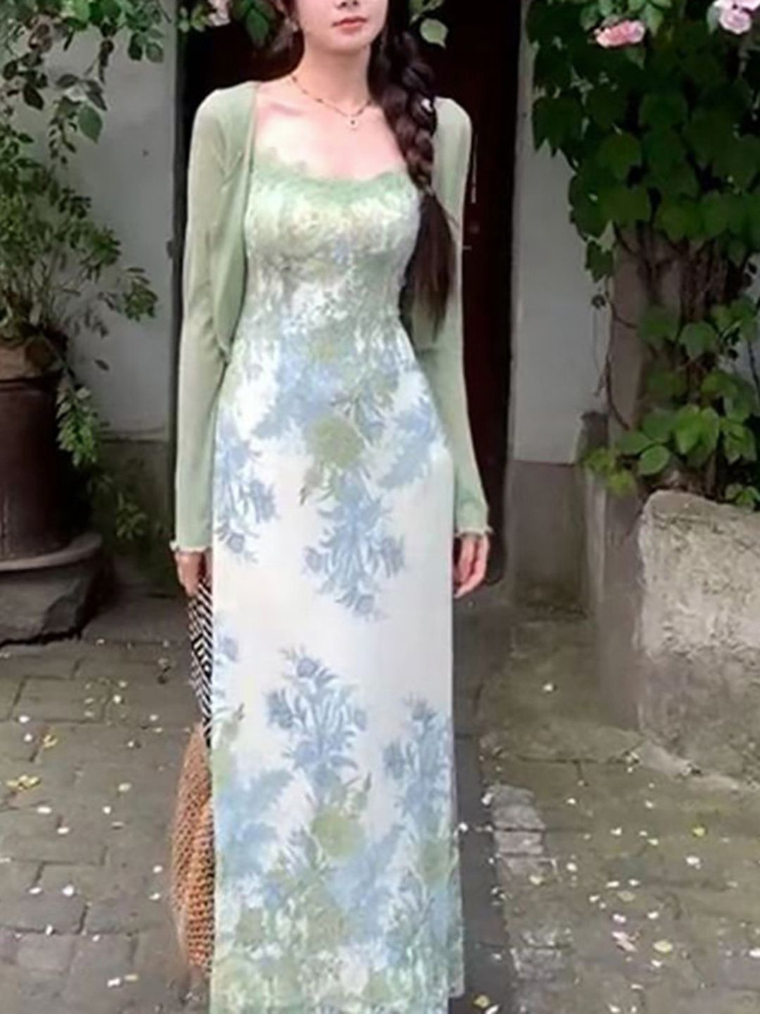 

DressBerry Embellished Print Sheath Midi Dress, Green