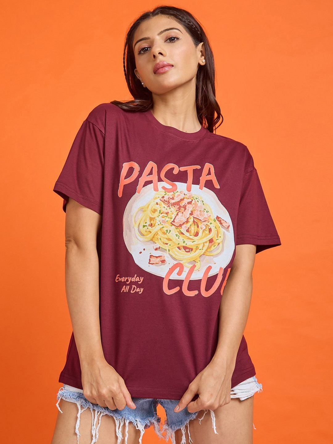 

Mast & Harbour Women Printed Applique T-shirt, Maroon