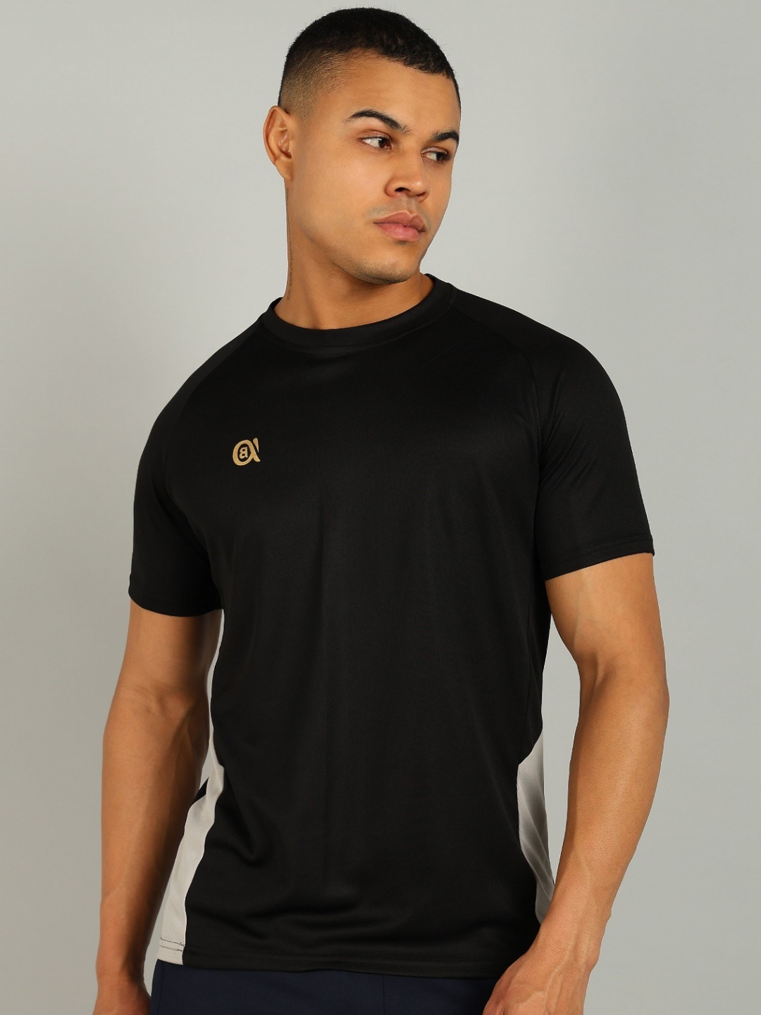 

Moda Rapido Men Colourblocked Dri-FIT Applique Slim Fit T-shirt, Black
