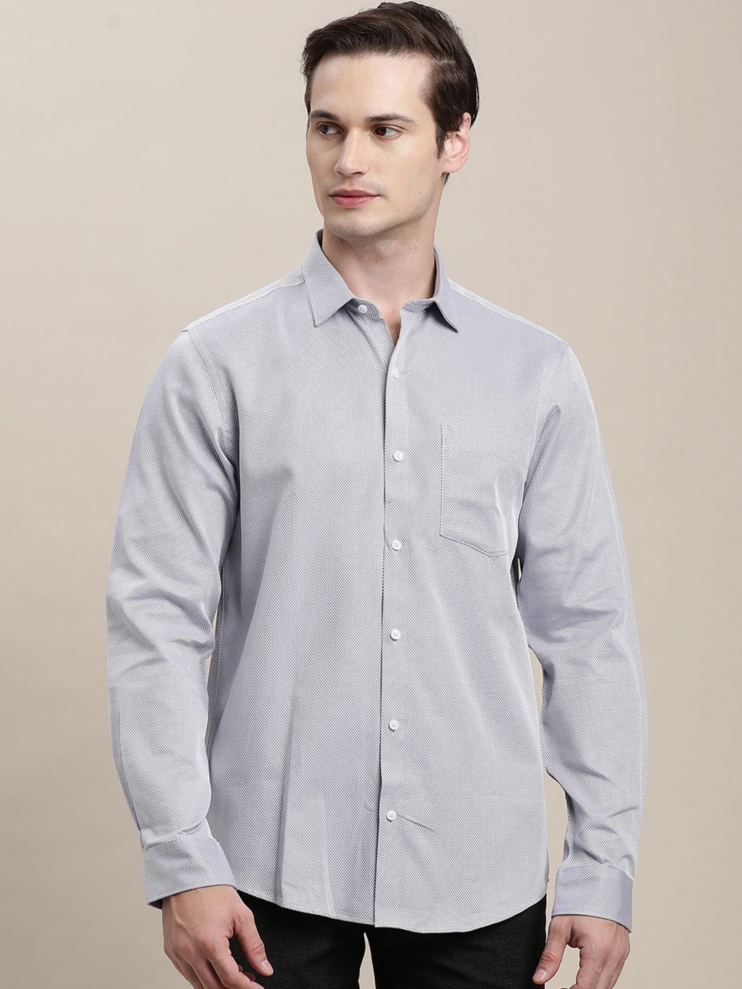 

Turtle Men Standard Slim Fit Opaque Formal Shirt, Grey