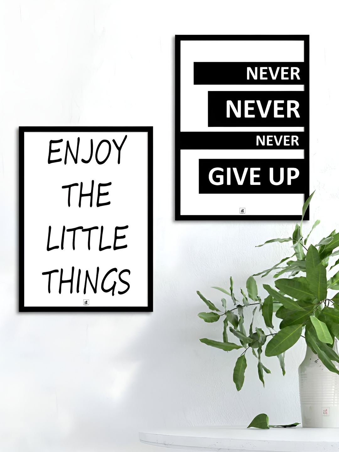 

Myntra Elegant Homes Black & White 2 Pieces Typography Printed Wall Paintings