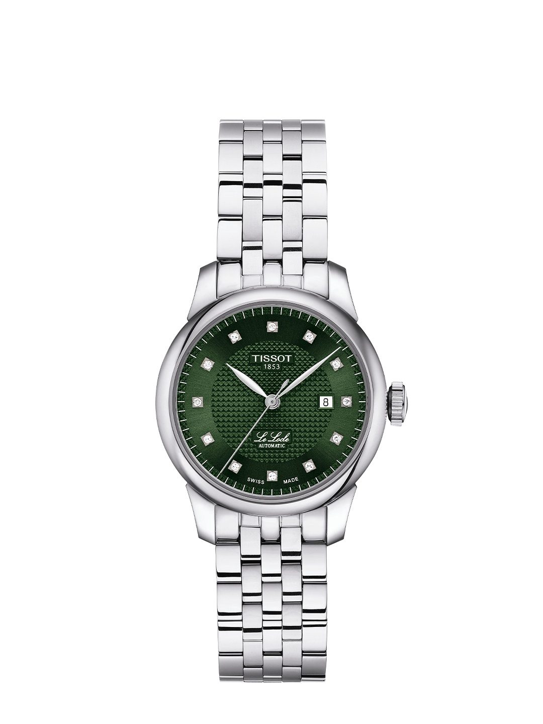 

TISSOT Women Embellished Dial & Stainless Steel Bracelet Style Straps Analogue Automatic Motion Powered Watch, Green