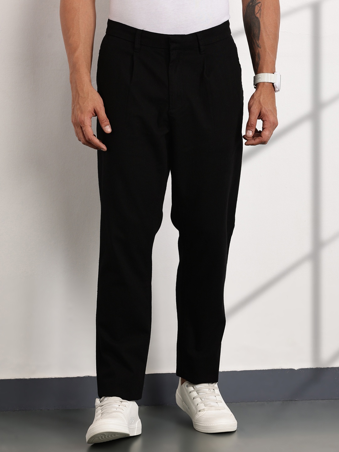 

Thomas Scott Men Smart Easy Wash Pleated Trousers, Black