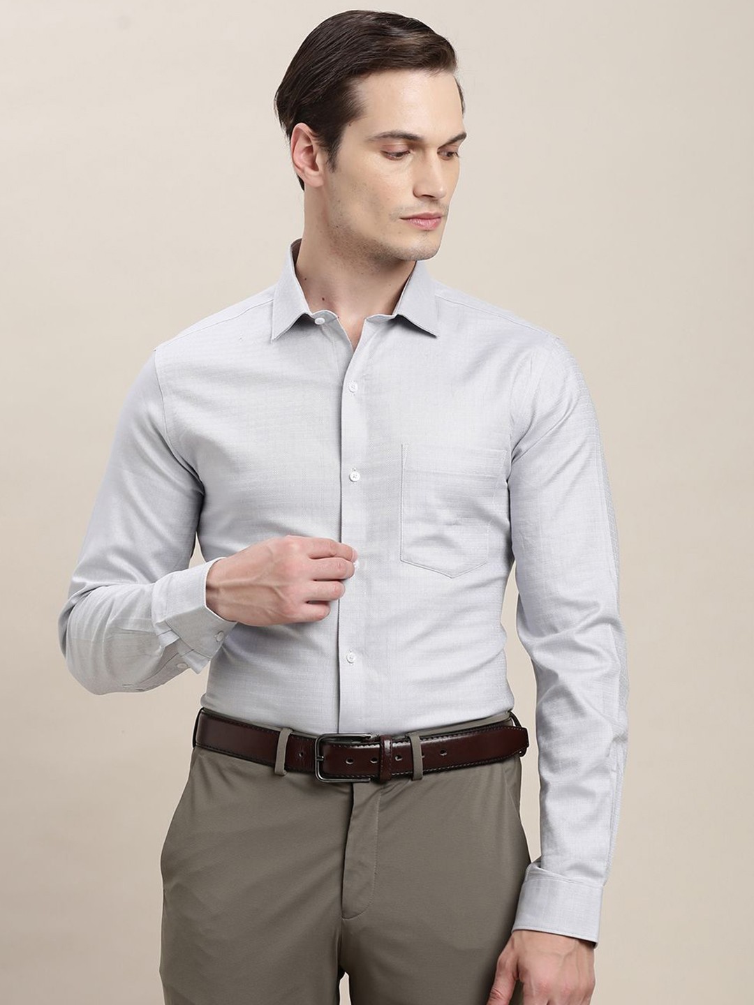 

Turtle Men Standard Slim Fit Opaque Formal Shirt, Grey