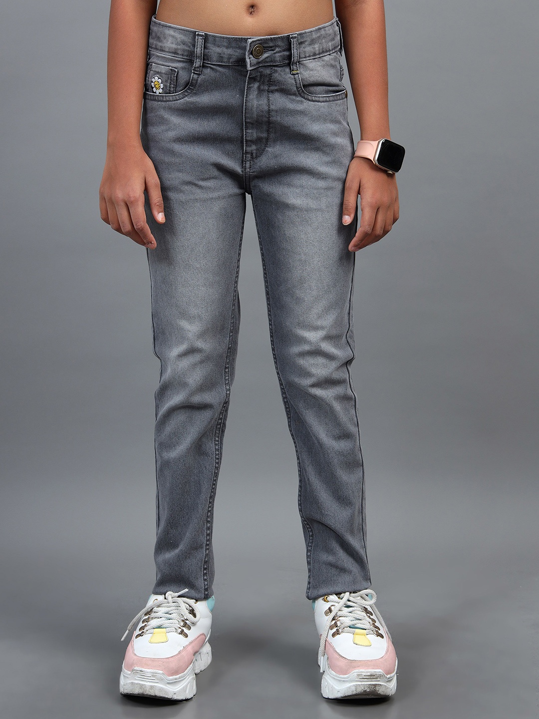 

UNDER FOURTEEN ONLY Girls Light Fade Jeans, Grey