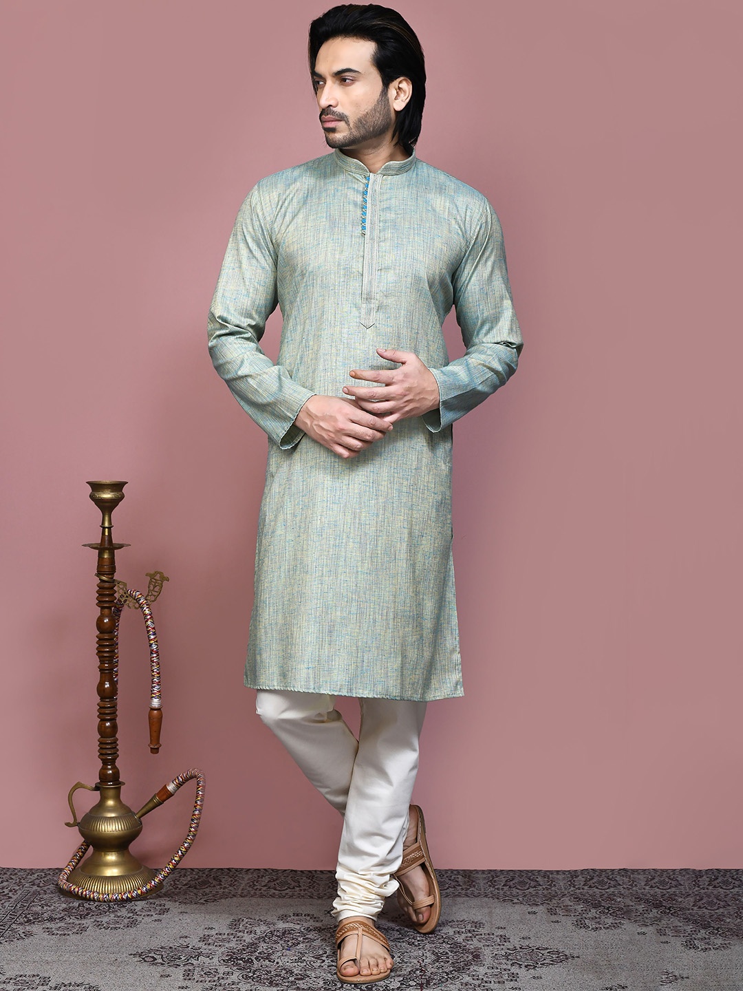 

RANAK Men Regular Kurta with Pyjamas, Green