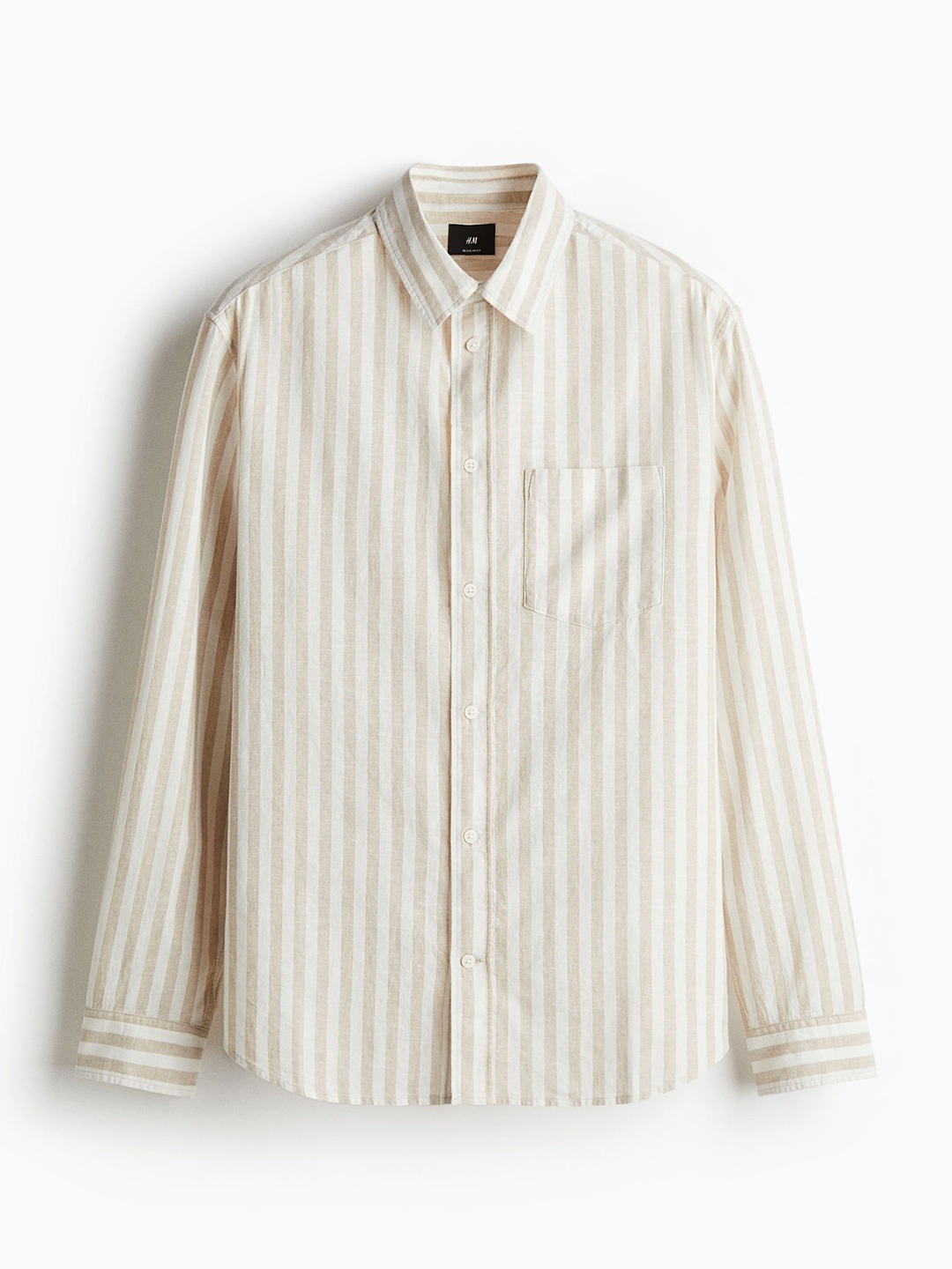 

H&M Regular Fit Linen-Blend Shirt, Beige