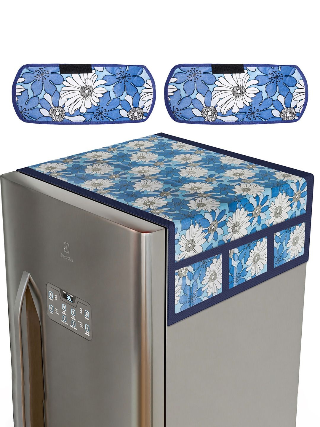 

Kuber Industries Blue & White Printed Fridge Top Cover