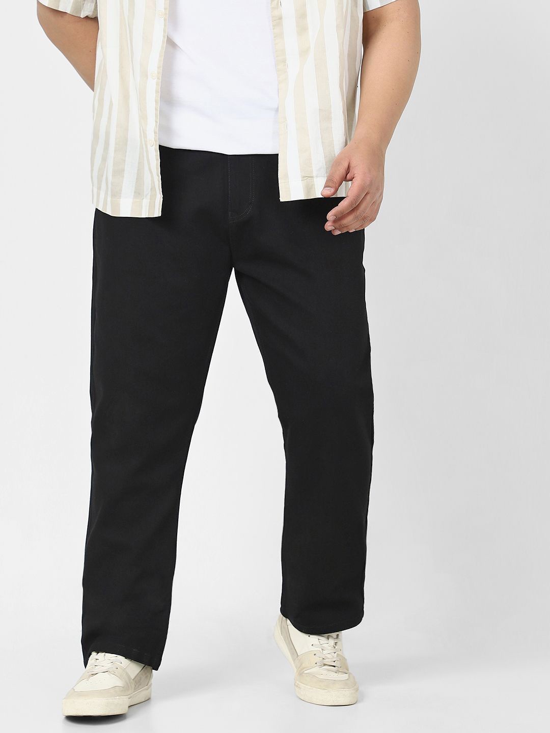

Urbano Plus Men Straight Fit Washed Jeans Stretchable, Black