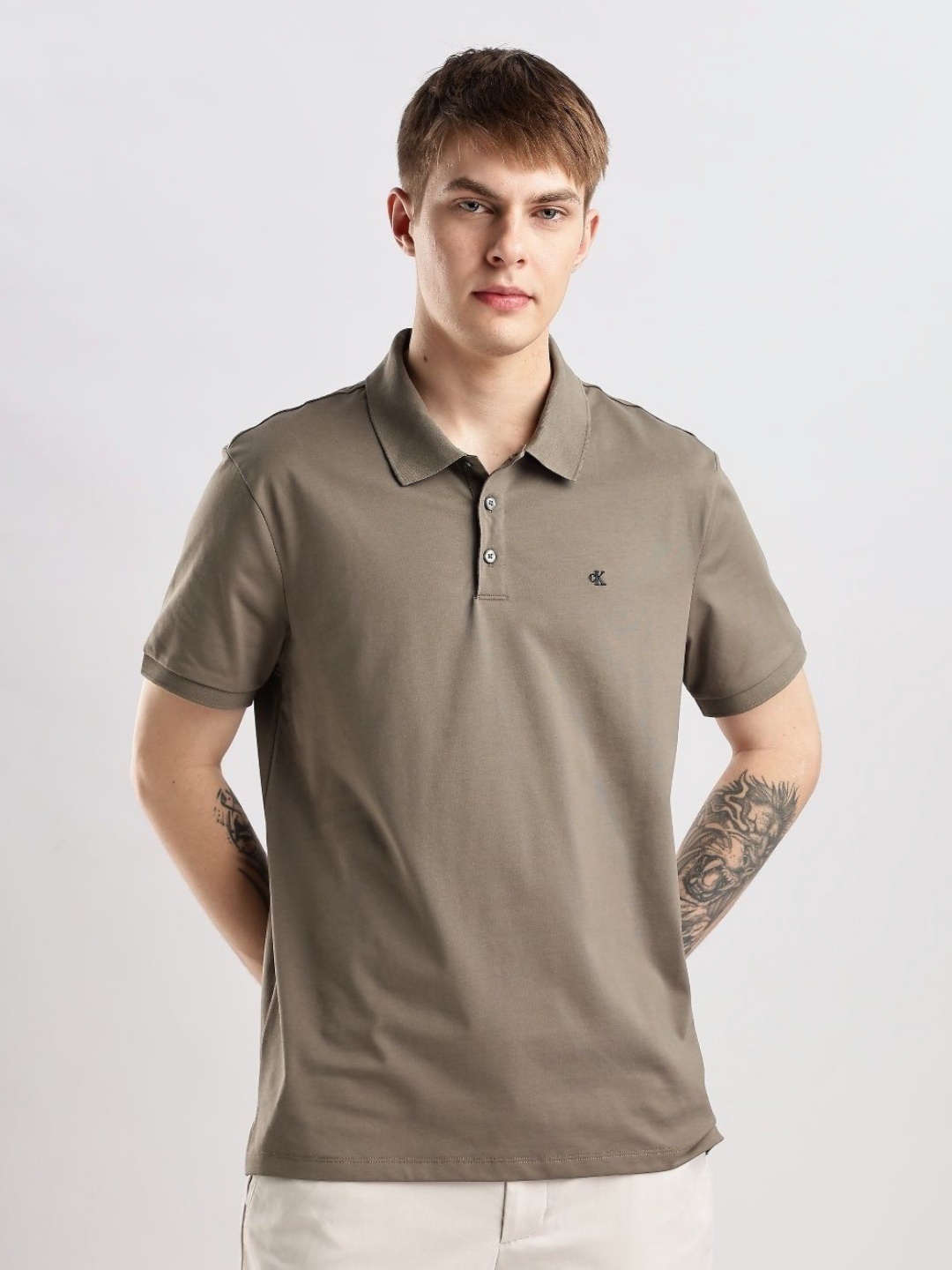 

Calvin Klein Jeans Men Polo Collar Pockets T-shirt, Brown