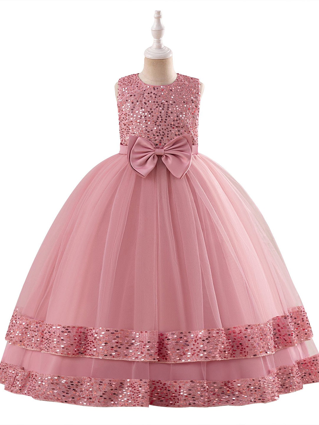 

StyleCast x Revolte Embellished Layered Net A-Line Maxi Dress, Pink
