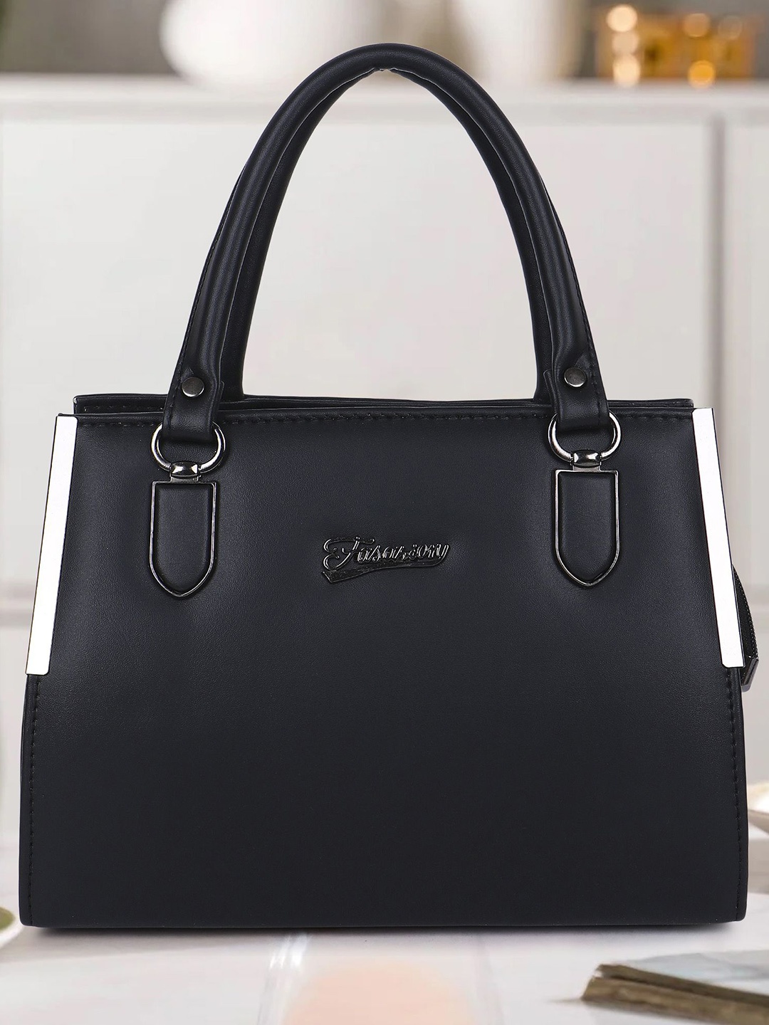 

LADY QUINTON PU Structured Handheld Bag, Black