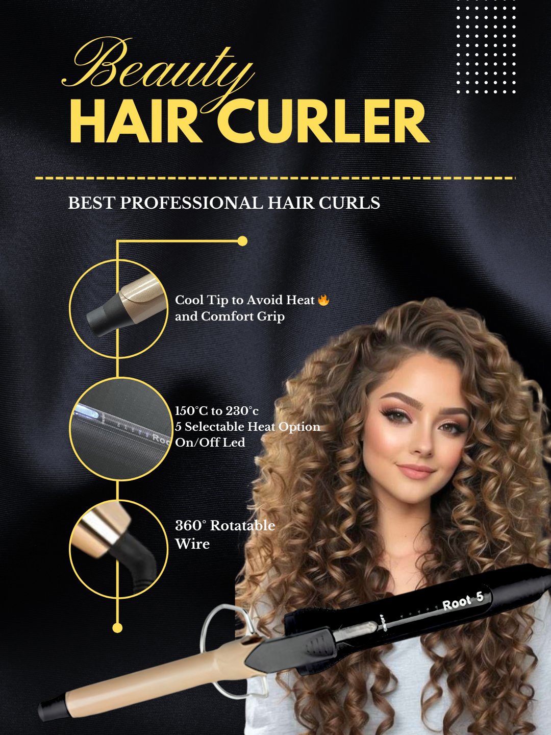 

vng Root5 Hair Curler PTC Heating, Black