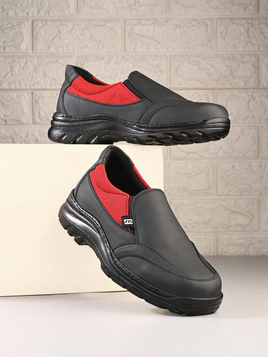 

Eego Italy Genuine Leather Steel Toe Safety Shoes with Reflectors, Red