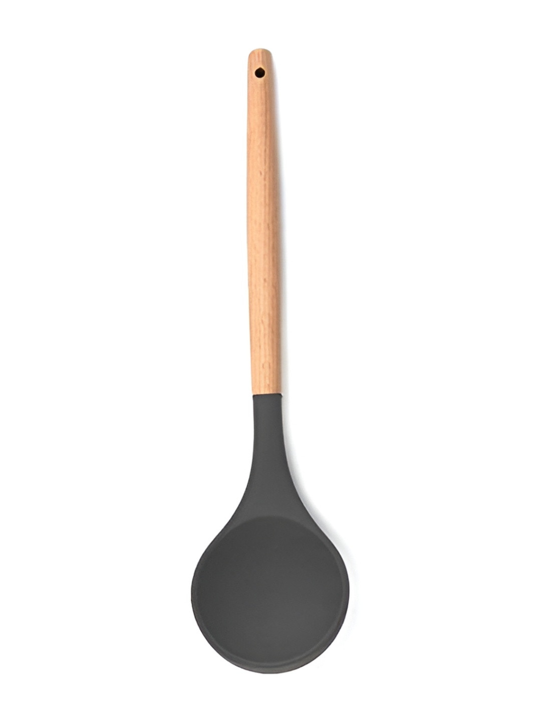 

We3 Grey & Brown Wooden Handle Silicone Serving Spoon