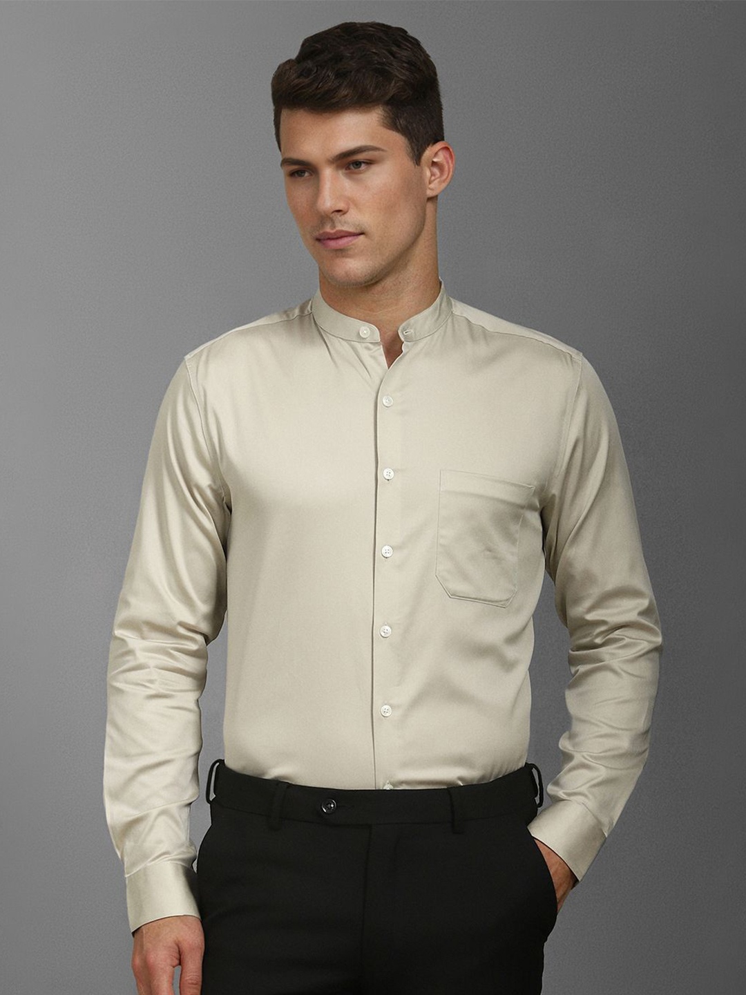 

Louis Philippe Men Slim Fit Opaque Formal Shirt, Beige