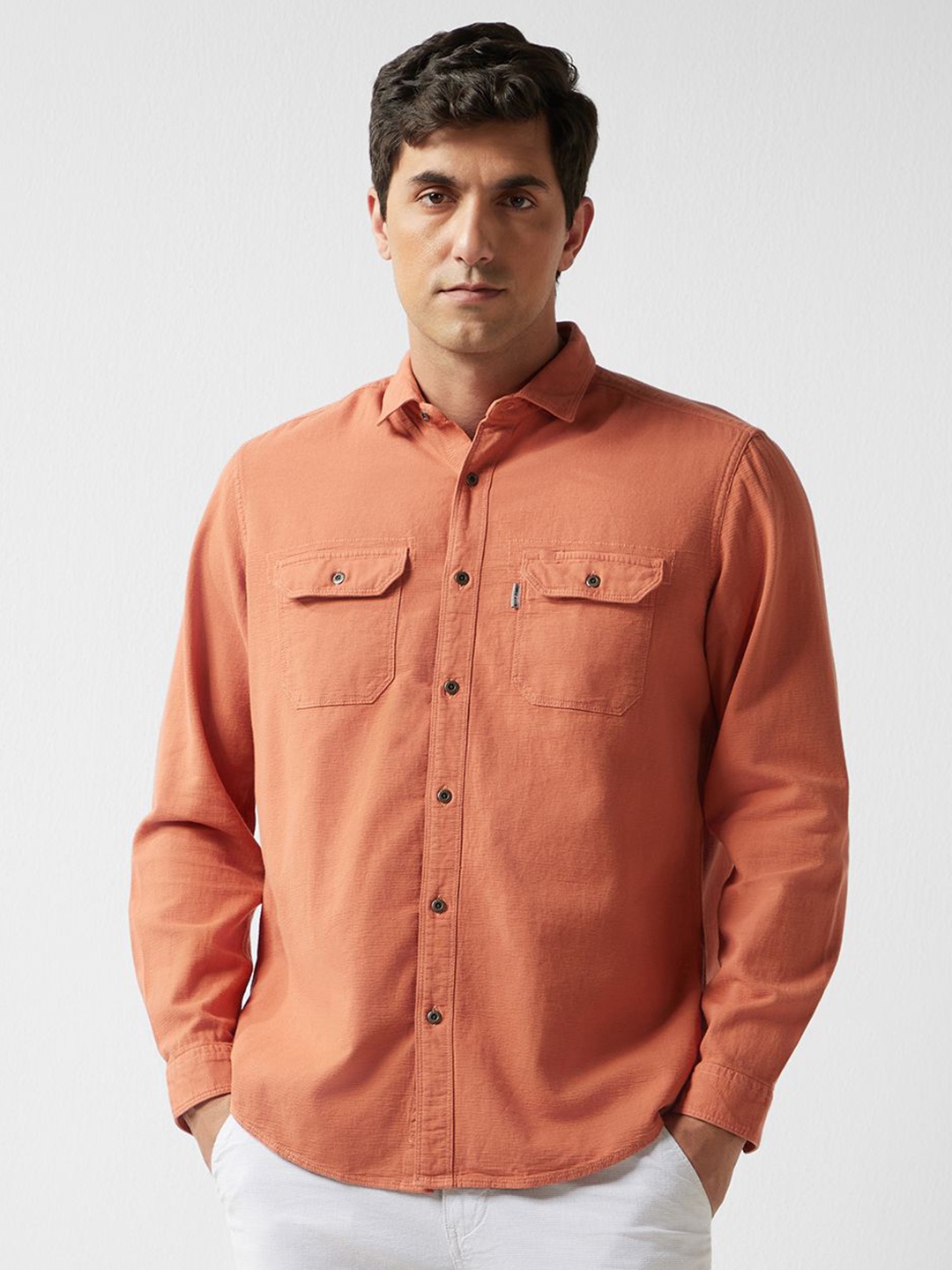 

Louis Philippe Jeans Men Slim Fit Opaque Casual Shirt, Orange