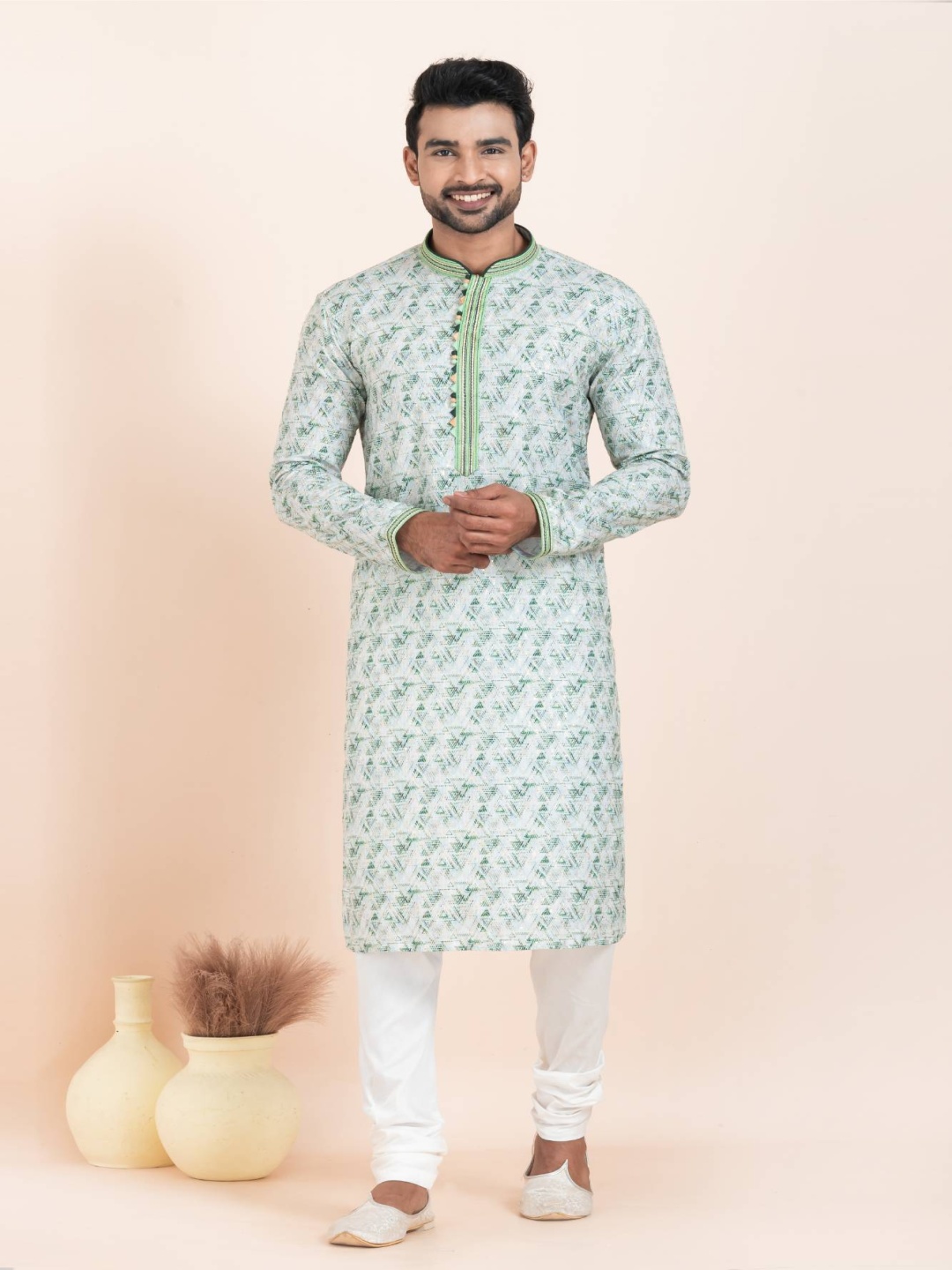 

ROOTED LIBAAS Men Regular Kurta with Pyjamas, Blue