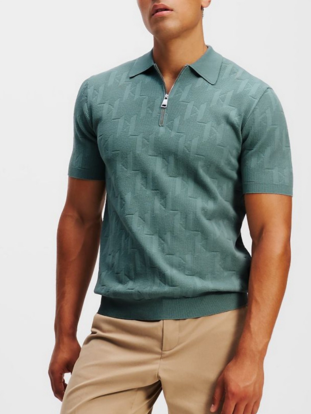 

Karl Lagerfeld Men Dyed Polo Collar Pockets T-shirt, Blue