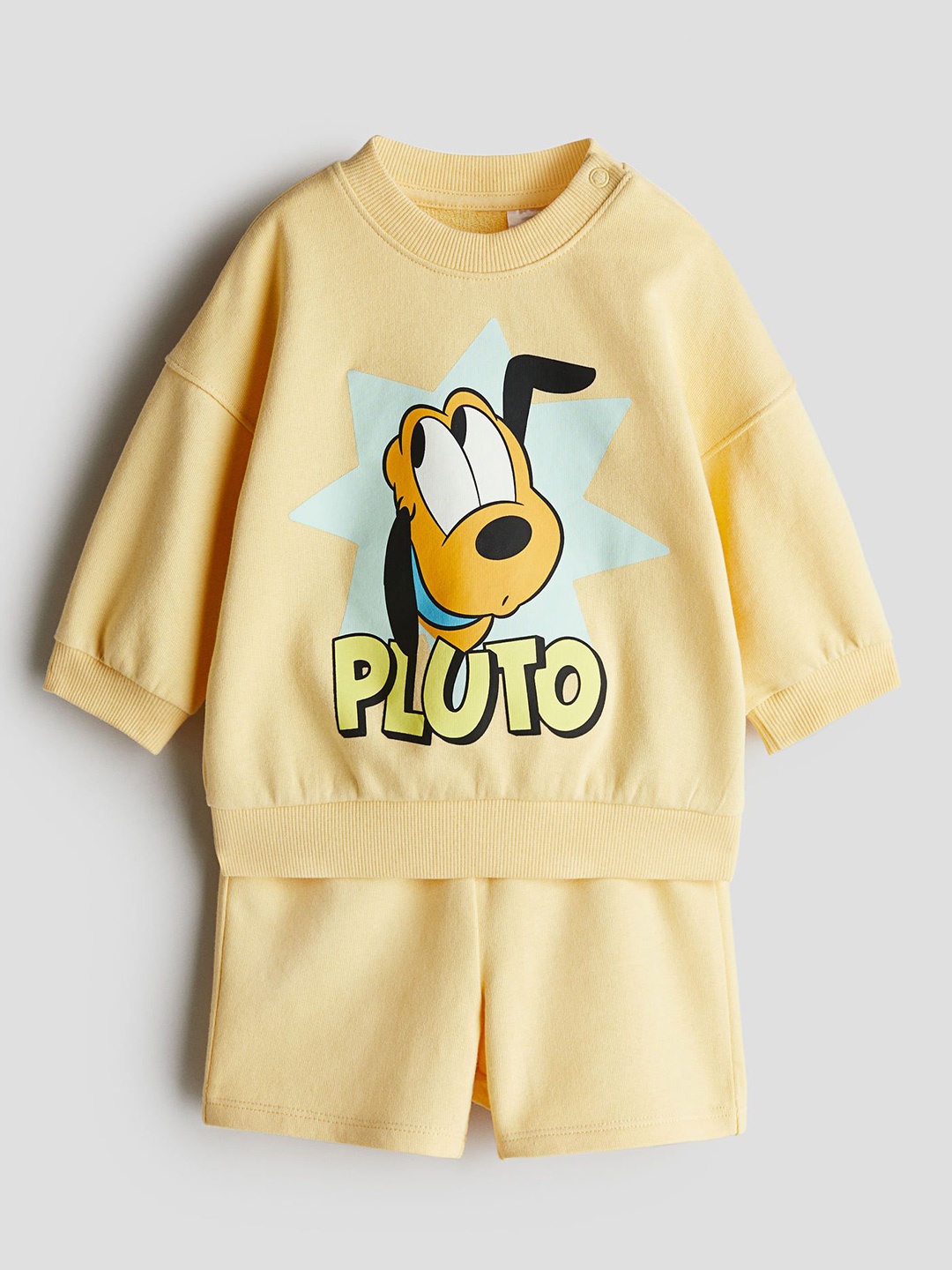 

H&M 2-Piece Print-Motif Sweatshirt Set, Yellow