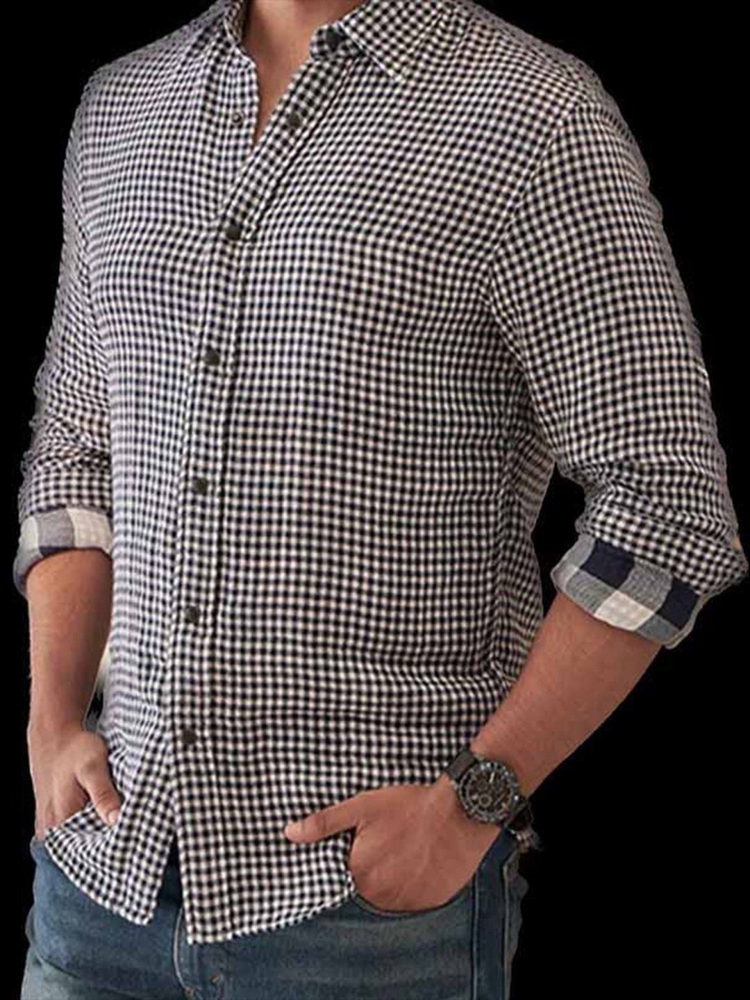 

PINK SUPPLY Men Classic Gingham Checks Opaque Checked Formal Shirt, Na