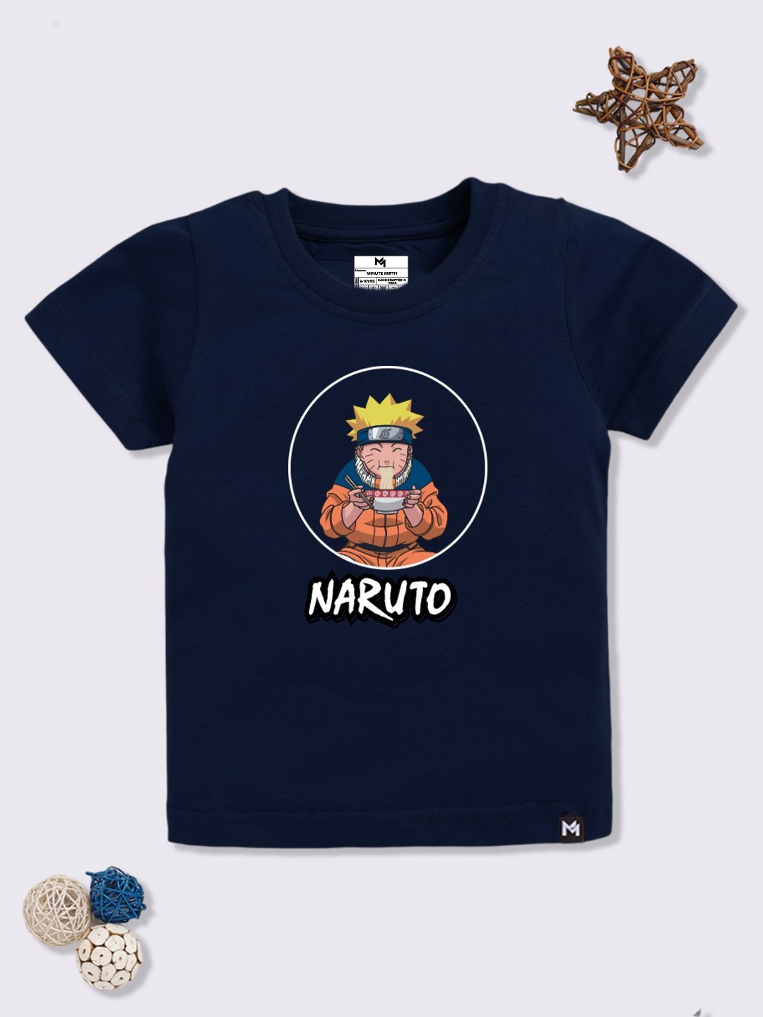 

YK X Minute Mirth Naruto Printed Pure Cotton T-shirt, Navy blue