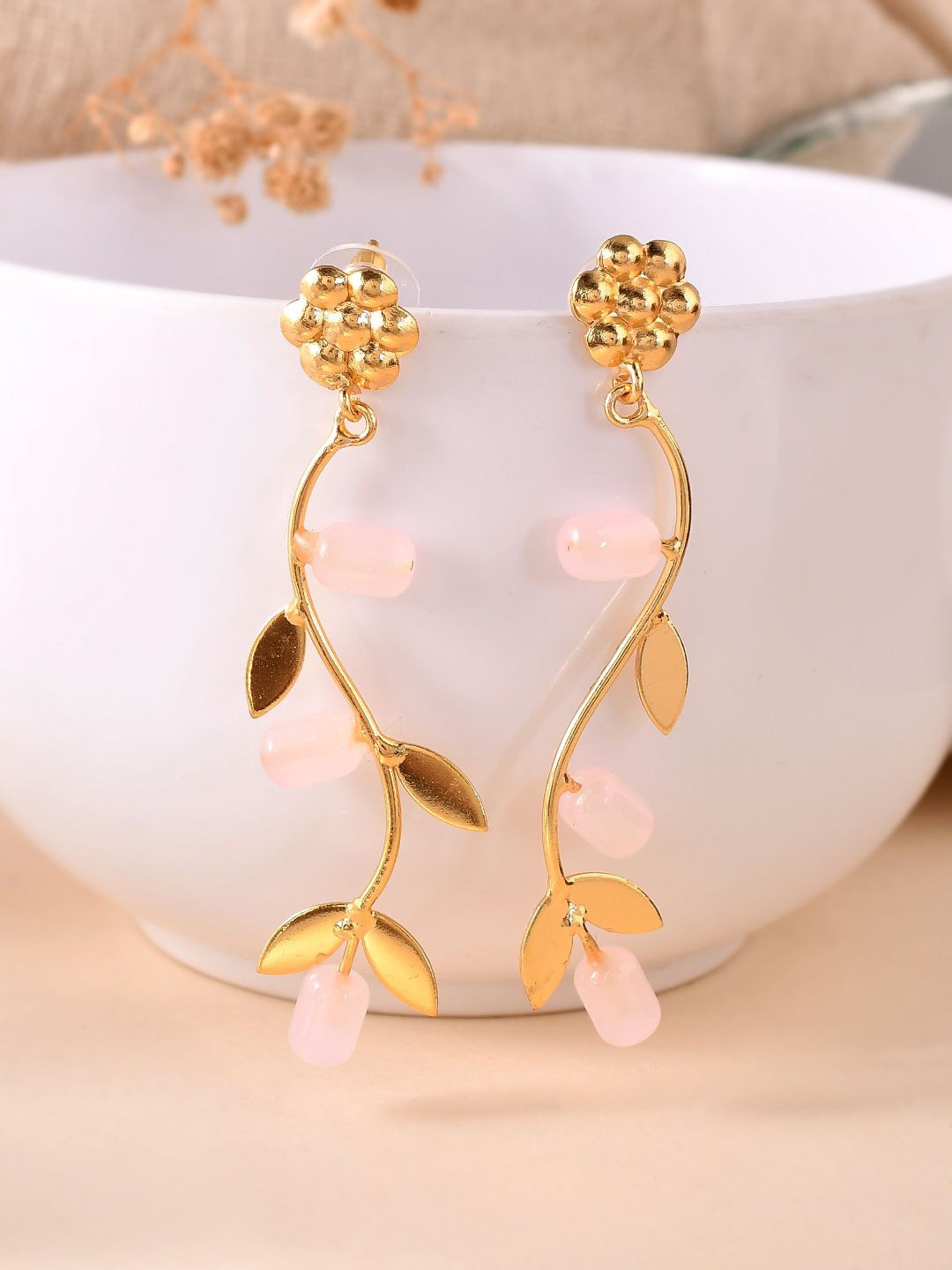 

BAESD Gold-Plated Classic Artificial Beaded Drop Earrings