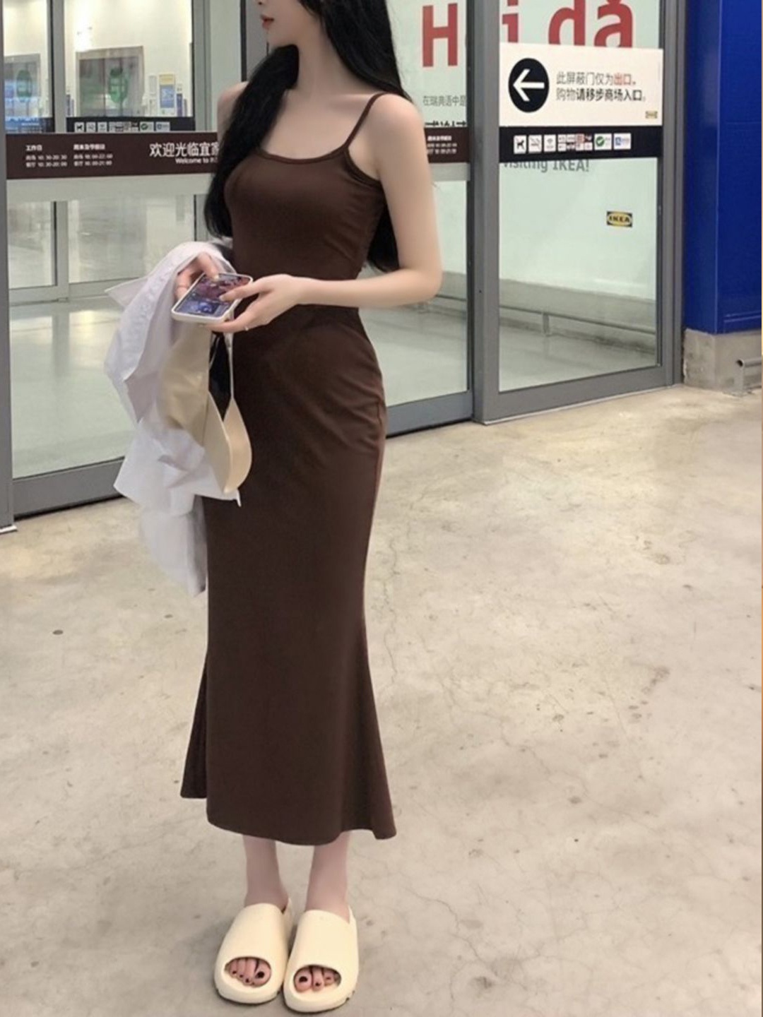 

DressBerry Sheath Midi Dress, Brown